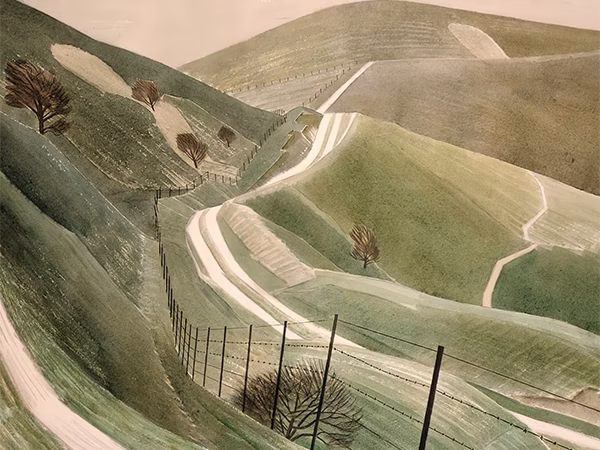 Eric Ravilious 'Chalk Paths', watercolour on paper, 1935.