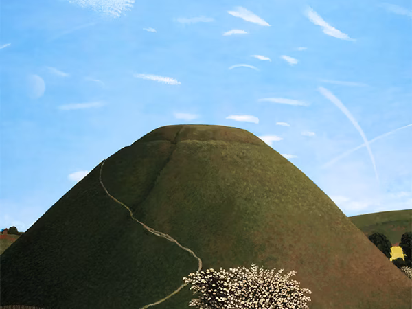 David Inshaw 'Portrait of Silbury Hill', oil on canvas, 1989