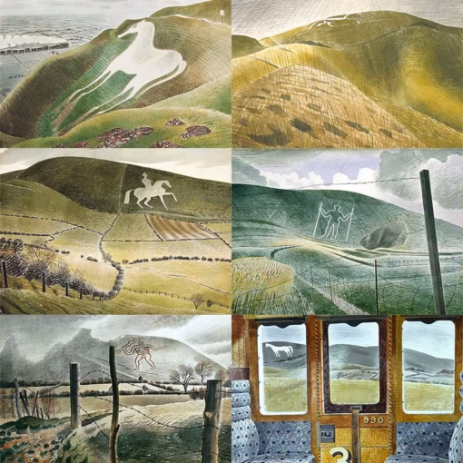 Eric Ravilious Hill Figures Postcard Collection.
