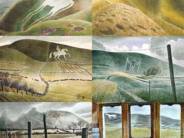 Eric Ravilious Hill Figures Postcard Collection.