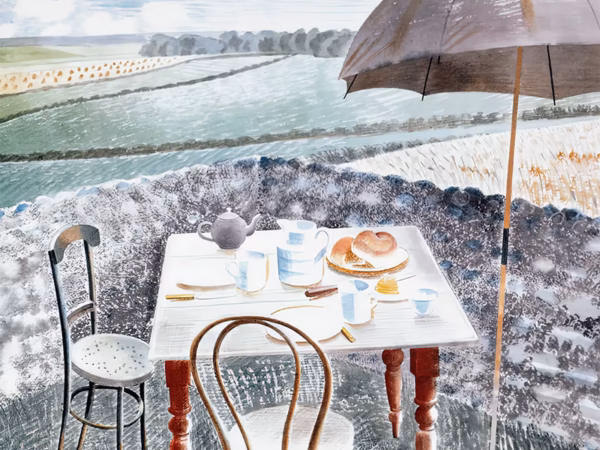 'Tea at Furlongs', Eric Ravilious, watercolour, 1939.