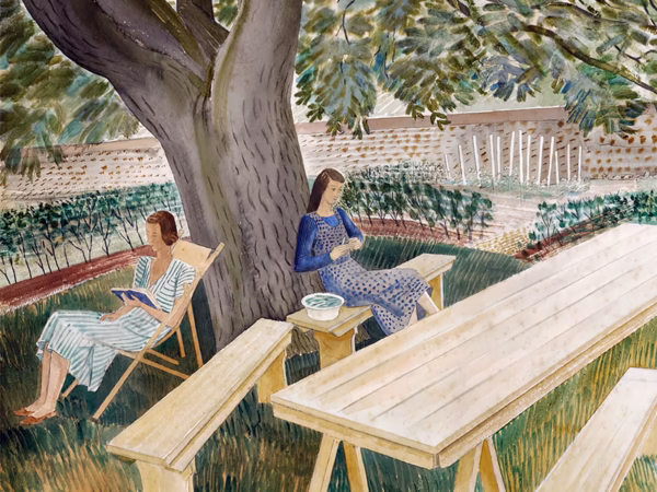Eric Ravilious Birthday Cards: 'Two Women in a Garden'.