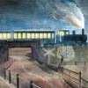 Eric Ravilious, 'Train going over a Bridge at Night', watercolour, 1935