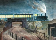 Eric Ravilious, 'Train going over a Bridge at Night', watercolour, 1935