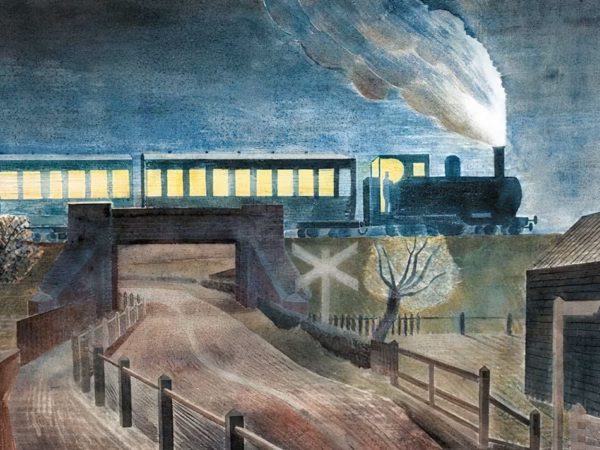 Eric Ravilious, 'Train going over a Bridge at Night', watercolour, 1935