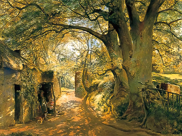 'Entrance to Cadzow Forest, near Glasgow', Samuel Bough, oil on canvas, 1859.