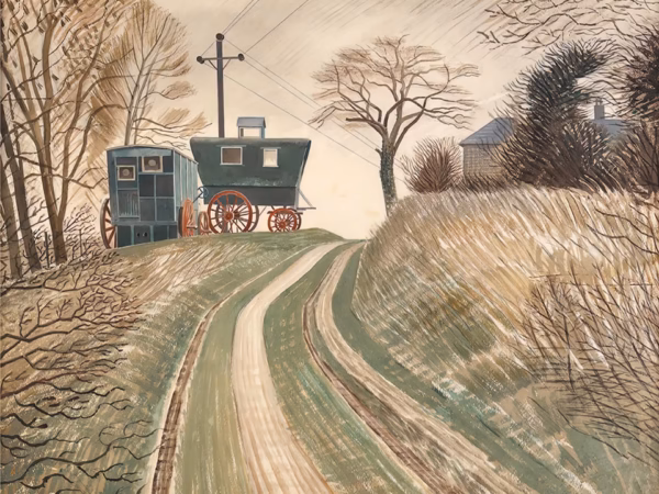 Eric Ravilious 'Caravans', watercolour, 1936.