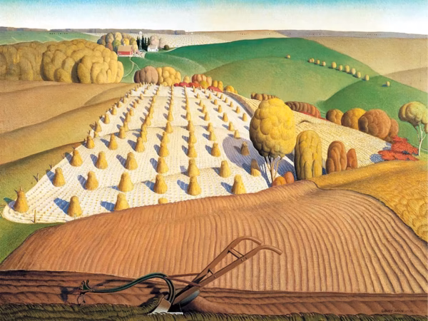 Grant Wood 'Fall Ploughing', oil on canvas, 1931