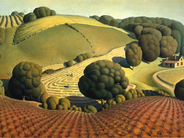 Grant Wood Greetings Card: 'Young Corn', oil on masonite, 1931