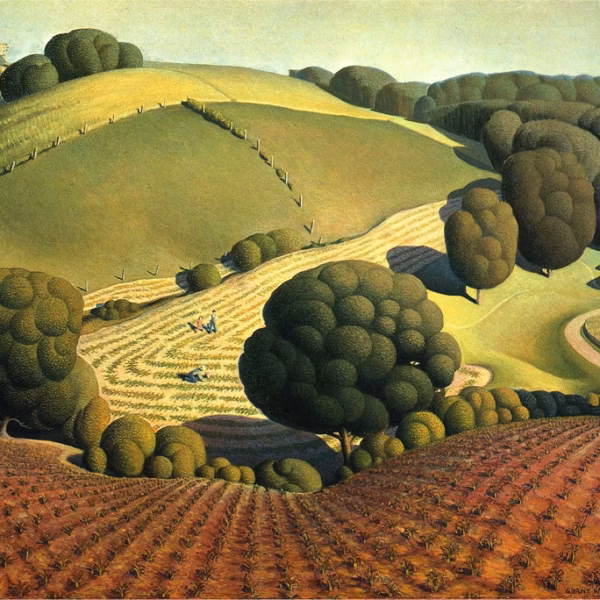 Grant Wood Greetings Card: 'Young Corn', oil on masonite, 1931