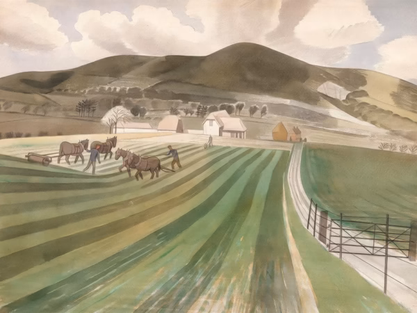 Eric Ravilious Cards: ‘Mount Caburn’, Eric Ravilious, watercolour, 1935.