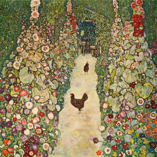 ‘Garden with Chickens’ Gustav Klimt, oil on canvas, 1916