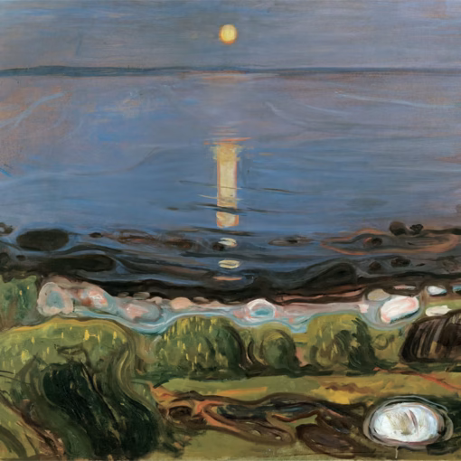 Edvard Munch Greetings Cards: ‘Summer Night by the Beach’ Edvard Munch, oil on canvas, 1902.