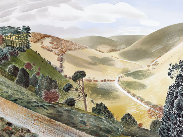 Eric Ravilious 'The Causeway, Wiltshire', watercolour, 1937.