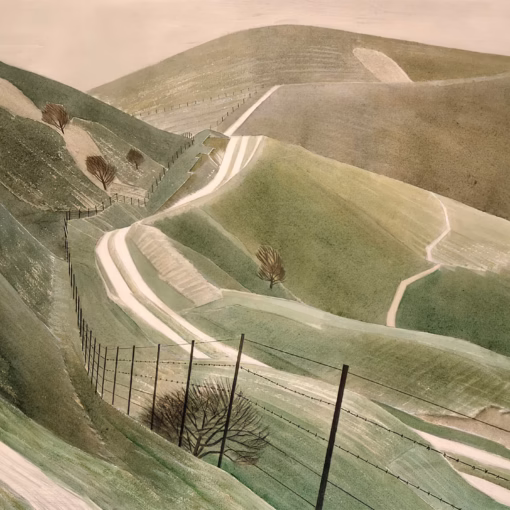 Eric Ravilious Prints: ‘Chalk Paths’, watercolour on paper, 1935.