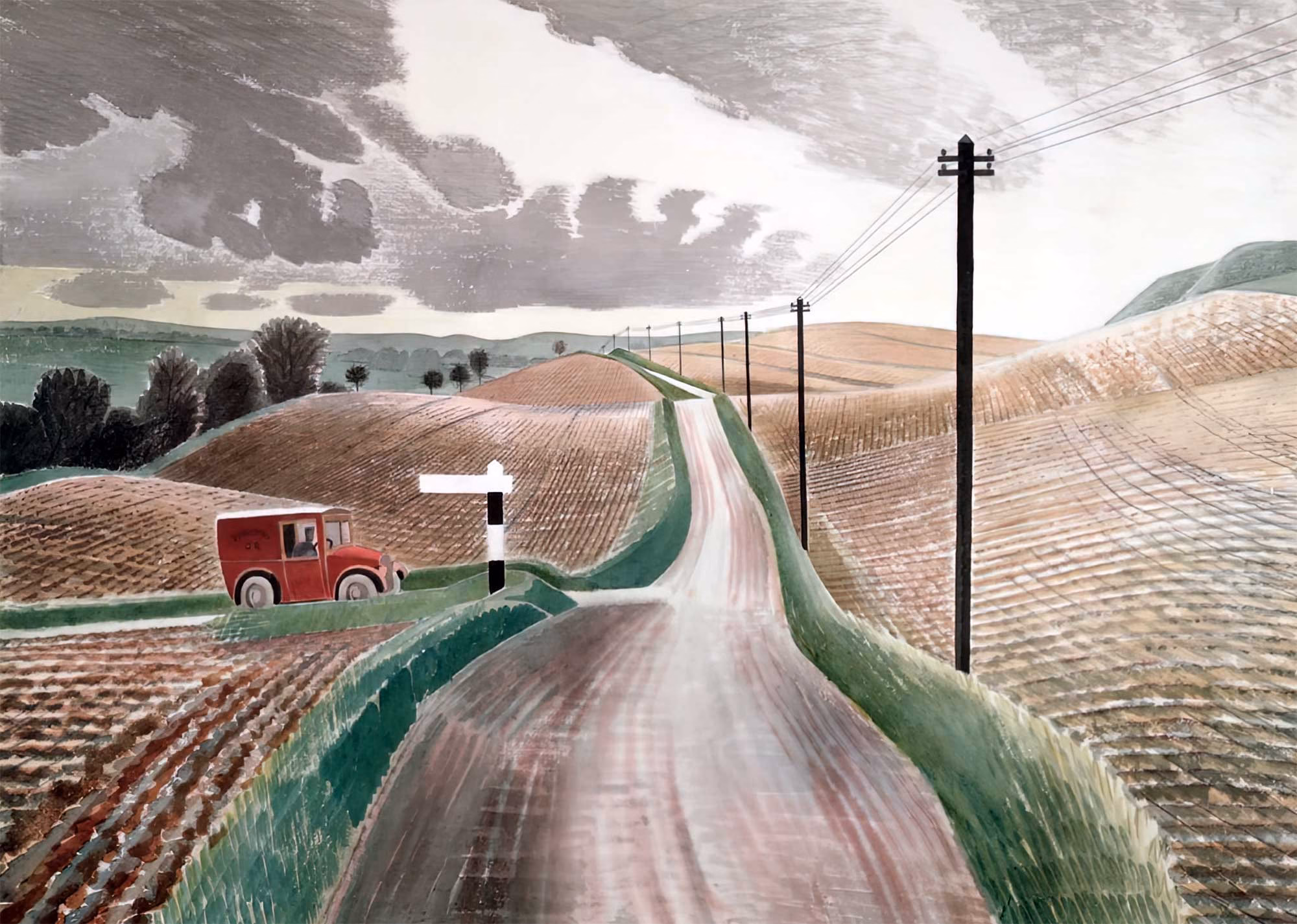 Eric Ravilious ‘Wiltshire Landscape’, watercolour, 1937.