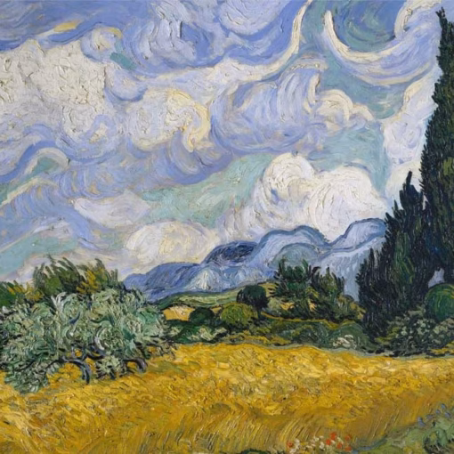 'Wheat Field with Cypresses', Vincent van Gogh, oil on canvas, 1889.