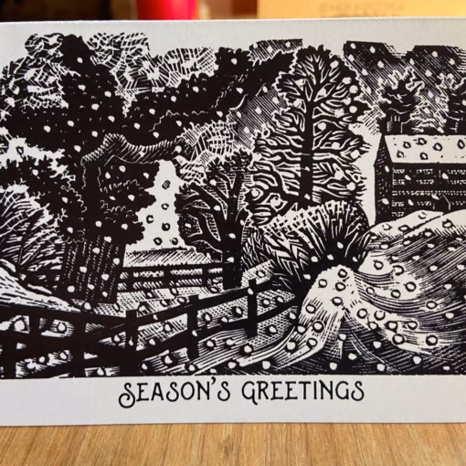 Eric Ravilious Christmas Cards: 'Considerable Falls of Snow', Eric Ravilious, wood engraving, 1938.