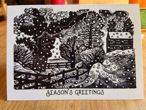 Eric Ravilious Christmas Cards: 'Considerable Falls of Snow', Eric Ravilious, wood engraving, 1938.