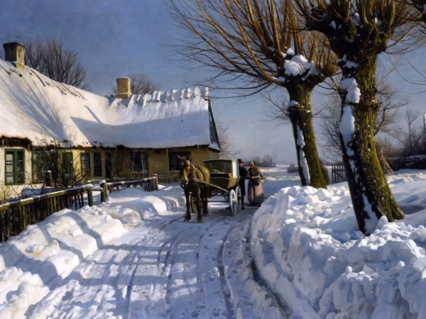 'Winter landscape from Herstedvester', Peder Mørk Mønsted