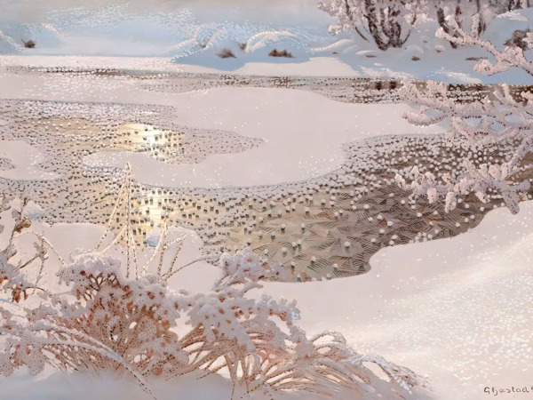 Christmas Cards: 'Frozen Lake', Gustaf Fjaestad, oil on canvas, 1929.