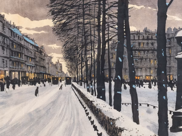 ‘A Paris Boulevard in the Snow’ Odo Dobrowolski, oil on canvas, 1910.