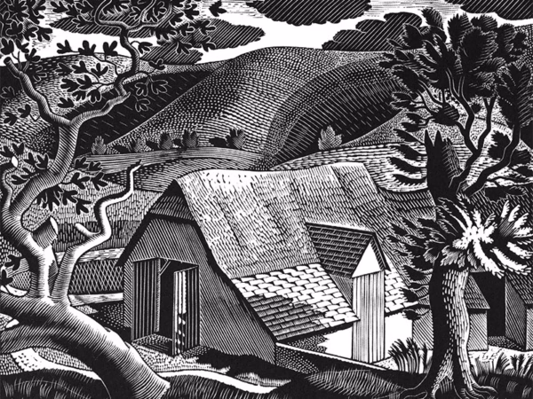 Eric Ravilious 'Sussex Landscape', wood engraving, 1931.
