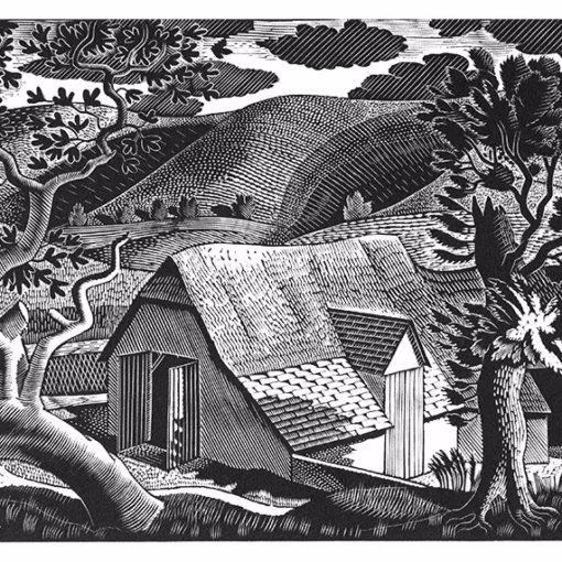Eric Ravilious 'Sussex Landscape' Wood Engraving.