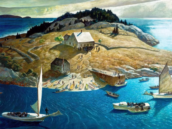 ‘Island Funeral’, Newell Convers Wyeth, egg tempera and oil on hardboard 1939.