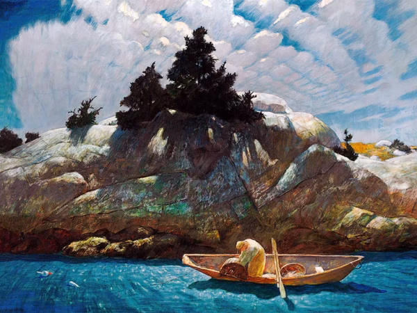 Black Spruce Ledge, N. C. Wyeth, tempera on hardboard 1939.