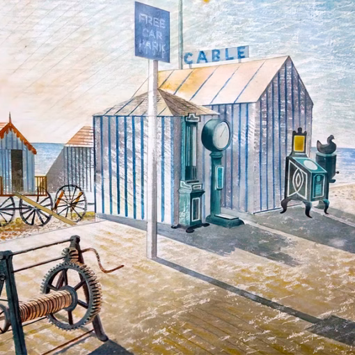 Eric Ravilious 'Bathing Machines, Aldeburgh', Eric Ravilious, watercolour, 1938.