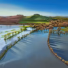 ‘The Isles of Sinodun’, Anna Dillon, oil on board.
