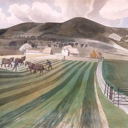 Eric Ravilious ‘Mount Caburn’, watercolour, 1935.