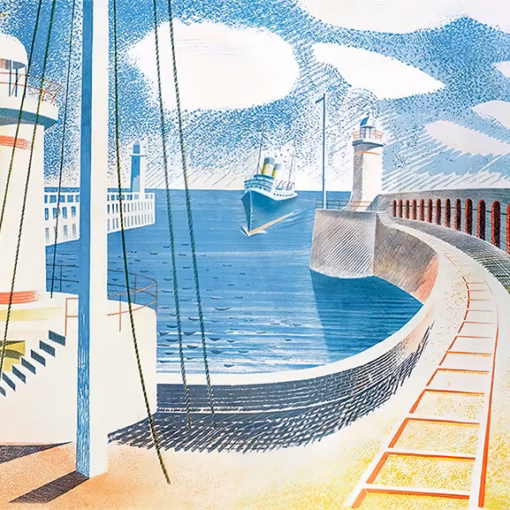 Eric Ravilious ‘Newhaven Harbour’, watercolour, 1937.