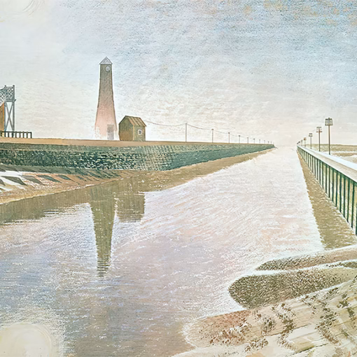 Eric Ravilious Postcards: 'Rye Harbour', watercolour, 1938.