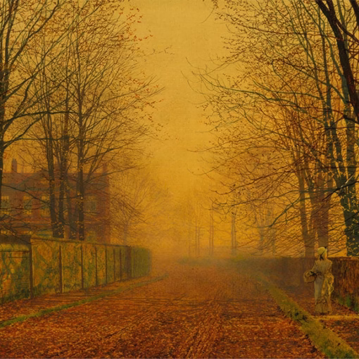 ‘Evening Glow', John Atkinson Grimshaw, oil on canvas, 1884.