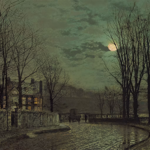 ‘November Moonlight', John Atkinson Grimshaw, oil on canvas, 1883.