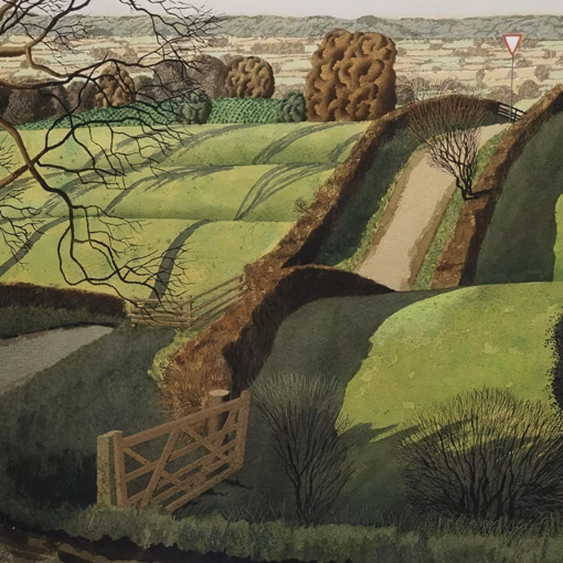 'Above Ellingstring', Simon Palmer, watercolour, ink and gouache, 2016.
