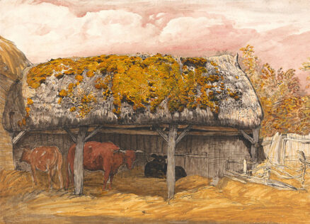 ‘A Cow Lodge with a Mossy Roof', Samuel Palmer, watercolour, gouache & black ink, 1829.