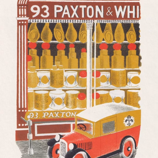 ‘Cheesemonger’, Eric Ravilious, colour lithograph, 1938.