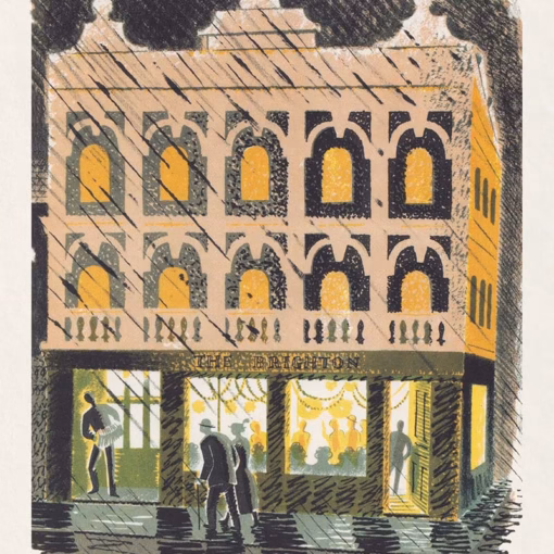 ‘Public House’, Eric Ravilious, colour lithograph, 1938.