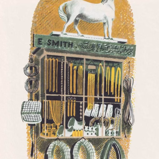 ‘Saddler and Harness Maker’, Eric Ravilious, colour lithograph, 1938.