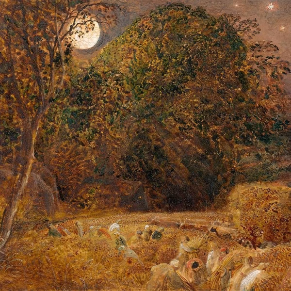 ‘The Harvest Moon’, Samuel Palmer, oil on paper, laid on panel, 1833.