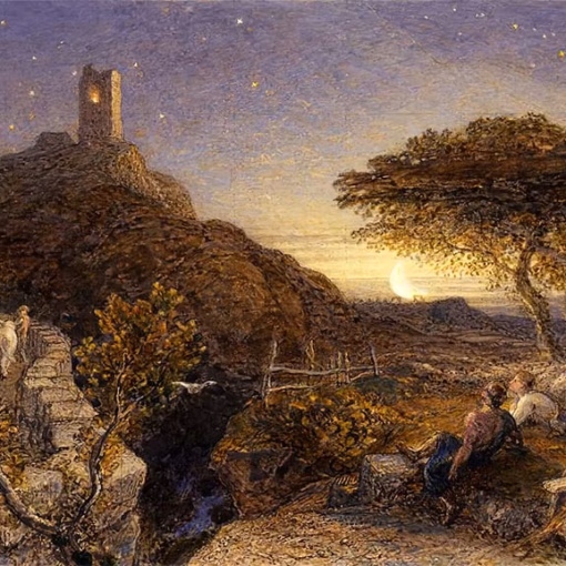 ‘The Lonely Tower', Samuel Palmer, watercolour, gouache and gum arabic, 1868.