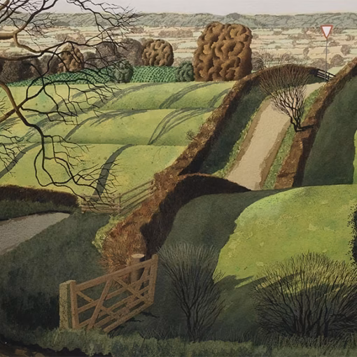 'Above Ellingstring', Simon Palmer, watercolour, ink and gouache, 2016.