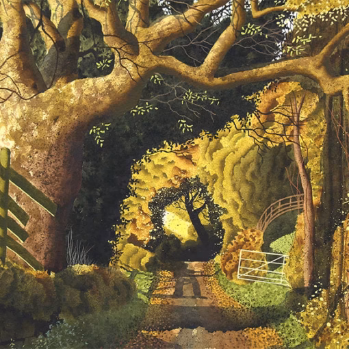 ‘Low Thorpe’, Simon Palmer, watercolour with ink and gouache, 2021.