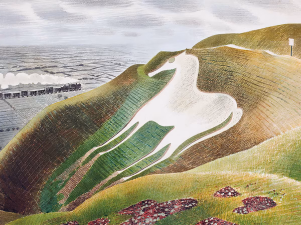 ‘Westbury Horse’, Eric Ravilious, watercolour, 1939.
