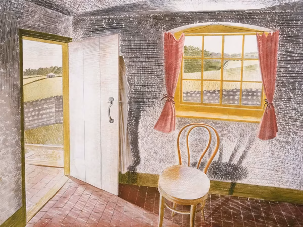 ‘Interior of Furlongs', Eric Ravilious, watercolour, 1939.