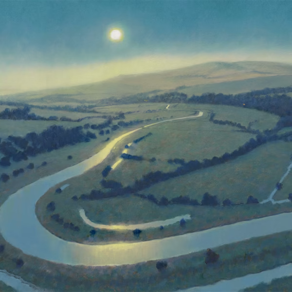 ‘Full Moon, High and Over', Mark Harrison, oil on board 2012.