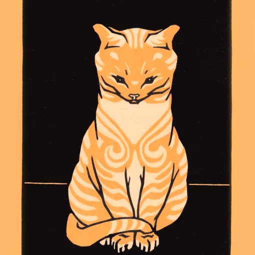 ‘Sitting Cat’, Julie de Graag, print from a linocut,1918.